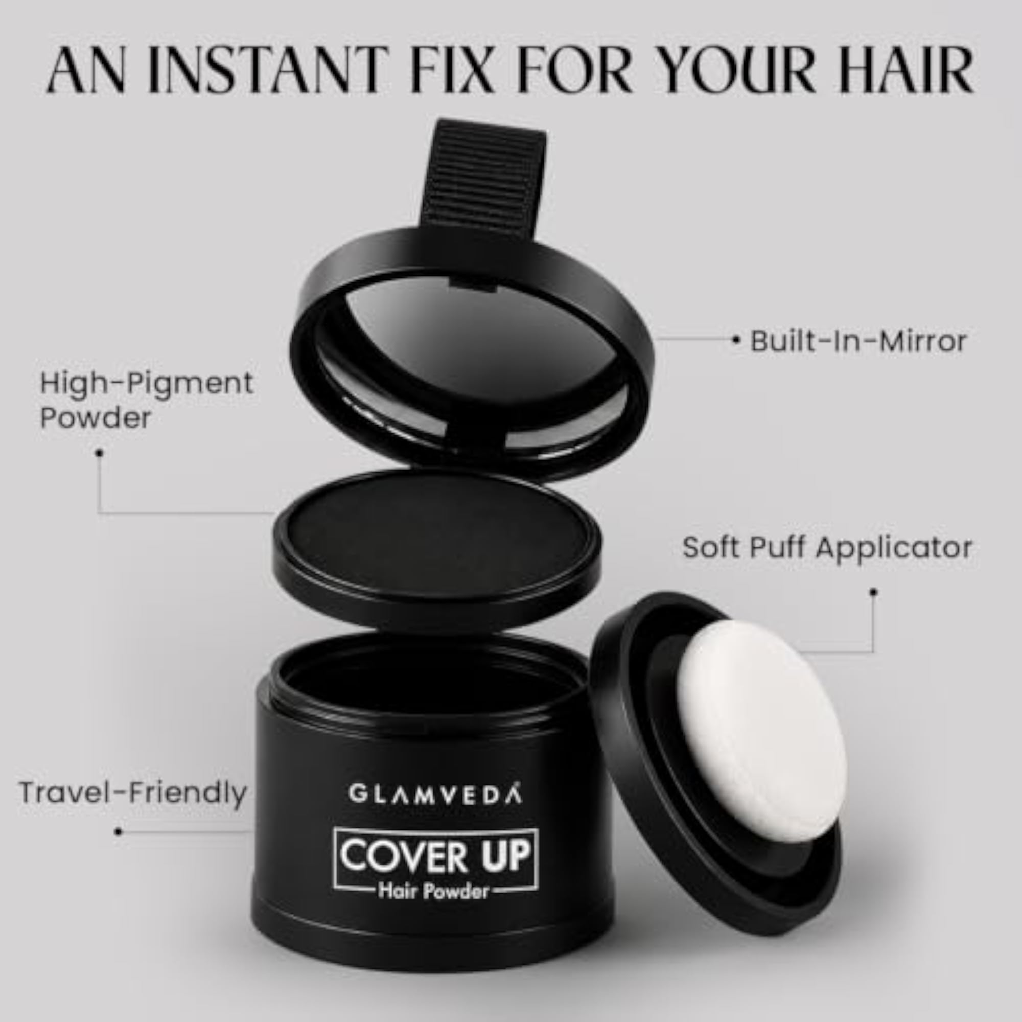 Black Hair Cover-Up Powder, 4g, Instant Grey Touch-Up