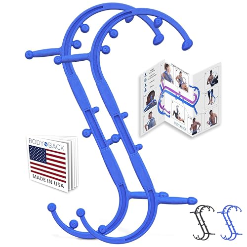 Image of Body Back Buddy Elite Trigger Point Massager, Neck and Back Massager, Hand Massager, Manual Self Massager, Massage Stick, Muscle Knot Remover with Instructions, 2 Pack (Blue)