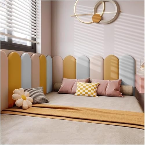 3D Wall Stickers for Kids - 2 Pcs Self-Adhesive Upholstered Padding Panels, Anti-Collision Home Decor for Bedroom & Playroom (Grey) - Safety & Style