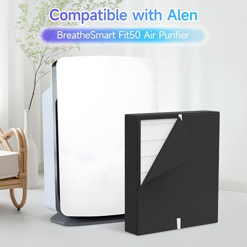Image of 2 Packs FIT50 HEPA Carbon Replacement Filter Compatible with BreatheSmart FIT50 Air Cleaner Purifier, Part Number FF50-Fresh, 2pcs 2-in-1 HEPA Carbon Filter and 2pcs Pre-filters