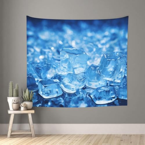 Tapisserie murale glaçons bleue 250x200 cm pour décoration de salon B-7354