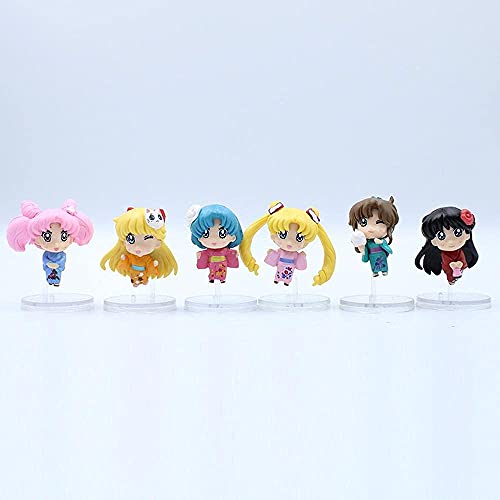 LIGUOZHONG Sailor Moon Cake Toppers Mini Figures Set Anime Personnages Décorations De Gâteau Jouets Modèle Poupée Collection Fête d'anniversaire Gâteau Décoration Fournitures Cover