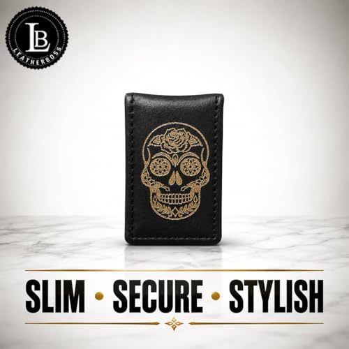 Image of LB LEATHERBOSS Men's New Leather Strong Magnetic Money Clip (Black 2)