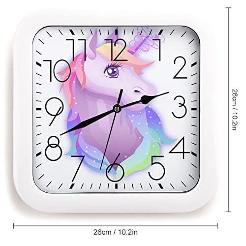 Pendule murale licorne mauve moderne horloge silencieuse maison