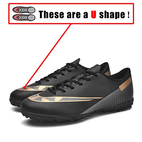 Haloteam Men's Soccer Shoes Cleats Professional High-Top Breathable Athletic Football Boots For Outdoor Indoor Tf/Ag,R2050 Black,10.5 Us #TOP1