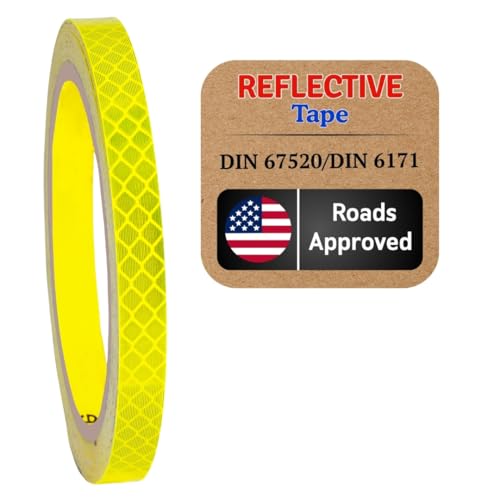 Made from 3 M 4083 Diamond Grade Reflective Tape Outdoor high Visibility Strips Safety Waterproof Conspicuity Strong Adhesive Vehicle Trailer car Trucks Bikes Flu yellow, 0.2inch/5mm x 16.4feet/5m)