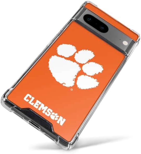 Skinit Clear Phone Case Compatible with Google Pixel 7a - Officially Licensed Clemson University Tiger Print Design