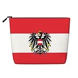 VKKOEWL Austrian Coat of Arms Eagle Flag Makeup Bags Large Capacity Travel Makeup Pouch Zipper Cosmetic Bag For Women