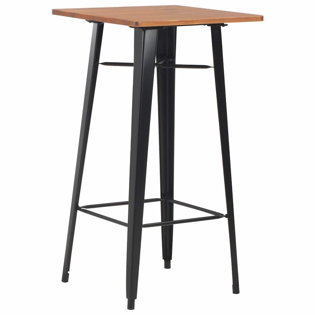 Makastle Ensemble de Bar 3 pcs Acier et Pin Noir 60x60x108cm