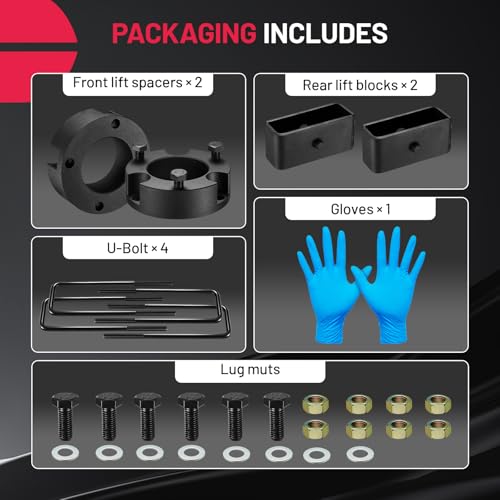 BDFHYK Leveling Lift Kits Compatible with Toyota Tacoma, 3" Front and 2" Rear Leveling Lift Kit for 1995-2004 Tacoma 2WD 4WD, 6061 T6 Aluminum Billet Strut Spacers, 6 Lug Wheel Bolt Pattern Only by BDFHYK - Image 5
