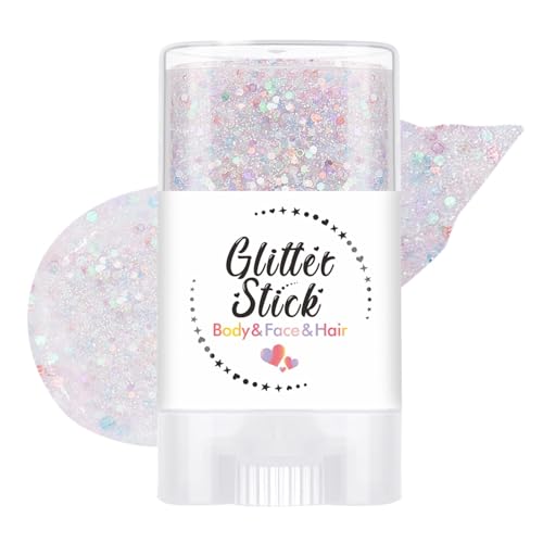 Prreal Bâton à paillettes pour le corps, paillettes pour le visage, paillettes, holographique, sirène, tenue de rave, accessoires de maquillage, accessoires de festival, bonbons