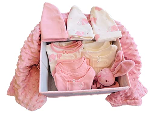 Caja de Regalo de Bienvenida con Ropa de Algodón, Canastilla para Bebé Recién Nacido (Rosa)