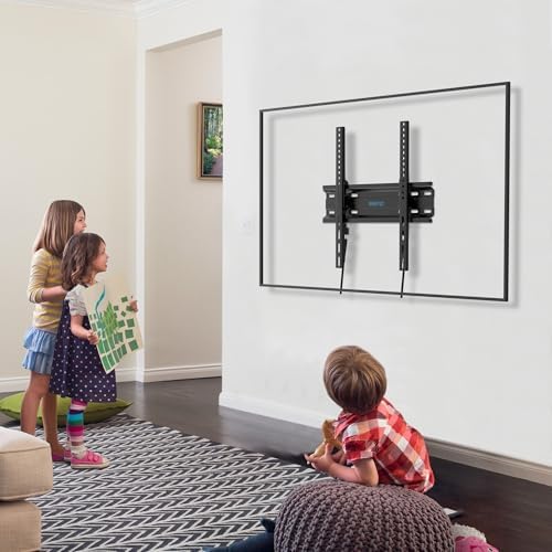 Tilt TV Wall Mount Bracket for Most 23-55 in TVs, Low Profile TV Mount with 5 Cable Ties, Max VESA 400x400mm, Hold up to 99 lbs