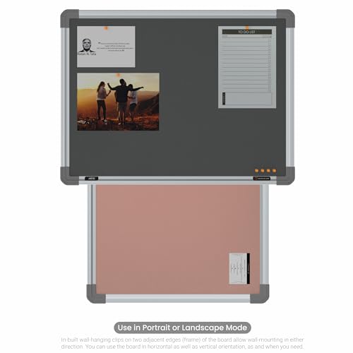 Image of Scholar Art Metis 1.5x2 Feet Bulletin Notice Board for Study Room & Wall | Vibrant & Versatile Crape Cloth + High Density Soft Board for Pinning Photos, Sticky Notes & Reminders (Grey)