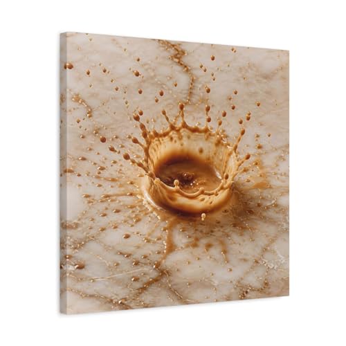 Tableau abstrait cafe moderne marron beige deco murale salle a manger