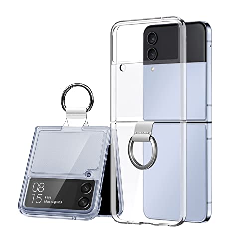 LUCKGE Funda con Anillo para Samsung Z Flip 4 5g, Carcasa Protector PC Duro Case Compatible con Samsung Galaxy Z Flip 4 (2022) - Clara Cover