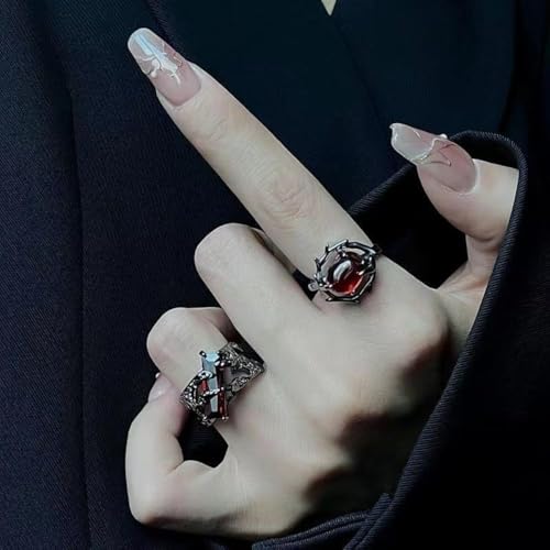 Image of figurine 3Pcs Gothic Rings, Rings for Man, Gothic Jewellery for Men and Women, Dark Aesthetic Rings for Daily Goth Fashion and Music Events