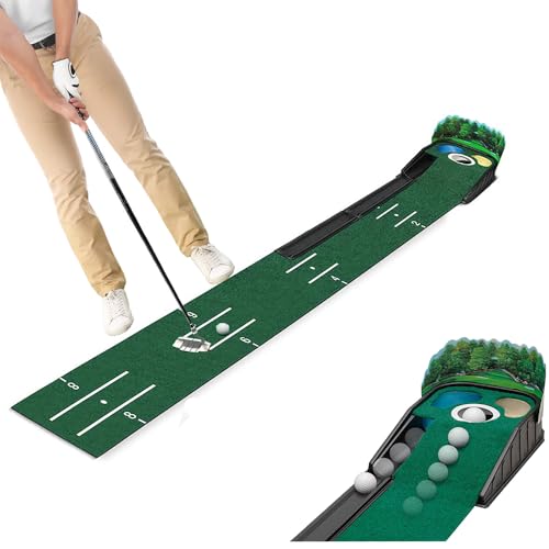 SWINGTEK Golf Putting Mat for Indoor Putting Green Training Equipment with Ball Return Mini Golf Practice Training Aid for Home and Office Golf Gifts