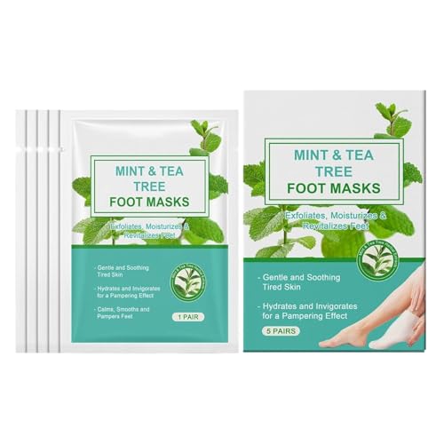 Mascarilla exfoliante para pies, mascarilla para el cuidado de los pies, mascarilla hidratante para , acción exfoliante, 5 pares en un paquete, 12,5 x 3 x 15,5 cm, para hombres y mujeres
