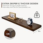 Floating Shelves 36 Inches Long - 8 Inch Deep Rustic Solid Pine Wood for Storage - Farmhouse Wall Mounted for Living Room - Heavy-Duty Metal Bracket - 36" W x 8" D - Set of 2 - American Walnut Color - Image 5