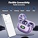 dufiga Ultra Open Ear Headphones Bluetooth 5.3 Wireless Clip On Earbuds with Digital Display Charging Case 60 Hours Playtime Sport Earphones Built-in Mic IPX7 Waterproof for Running Fitness Purple