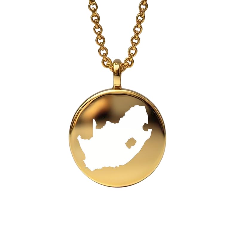 Colgante del mapa de Sudáfrica en plata dorada amuleto para mochileras y viajeras