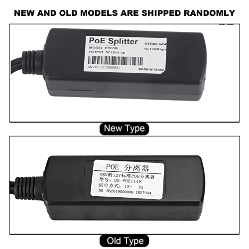 Adaptador POE divisor de 48V a 12V con cable, fuente de alimentación duradera ABS para cámaras de seguridad miniatura 3