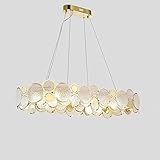 NOKXDKJWT Modernes Licht, ovale Edelstahlleuchte, goldene einfache Diamantglas-Deckenlampe, Wohnzimmer-Kronleuchter für Esszimmer, Schlafzimmer, Beleuchtung, Laternen/Gold/Oval 93 cm