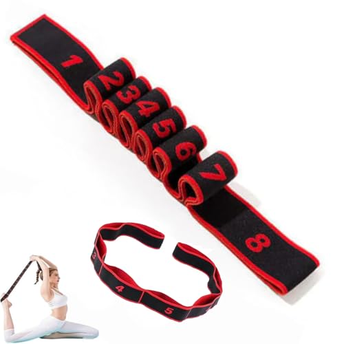 Fitness Resistance Band for Stretching and Yoga 8-Section Elastic Training Bands Fashion Puller Exercise Adjustable Bands for Full Body Stretching ShapingRed