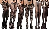 DRESHOW 6 Pack Fishnet Garter Belt Stocking Suspender Pantyhose Tights Thigh High Pantyhose