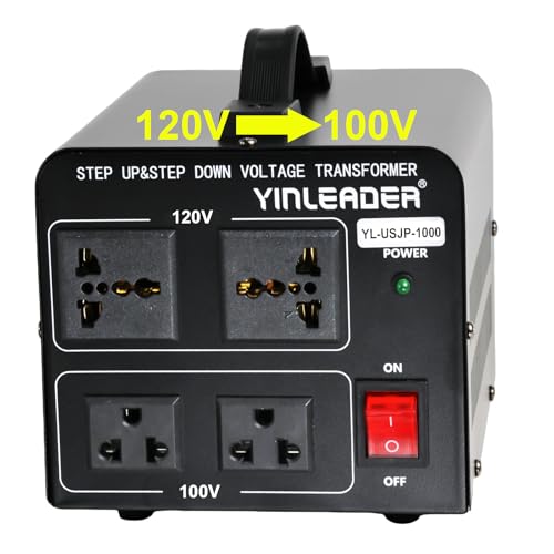 Image of Yinleader 1000W US 120V to 100V JP Japan Voltage Converter Step Down /Up Transformer Ideal for Japanese Turntable /Rice Cooker /Mochi Maker /Player /Cassette Deck /Heater /dehumidifier /Slot Machine, etc.