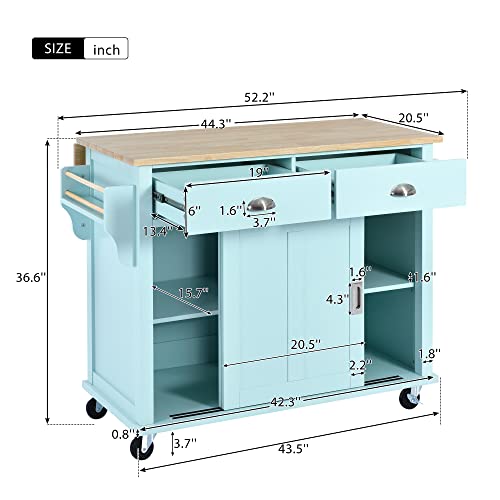 Kitchen-Island-with-Drop-Leaf-Rolling-Kitchen-Island-Cart-on-Wheels-Kitchen-Storage-Islands-Carts-with-2-Drawers-4-Storage-Cabinet-Door-Large-Countertop-Moveable-Kitchen-Island-Mint-Green Kitchen Island with Drop Leaf Rolling Kitchen Island Cart on Wheels Kitchen Storage Islands Carts with 2 Drawers 4 Storage Cabinet Door Large Countertop Moveable Kitchen Island Mint Green