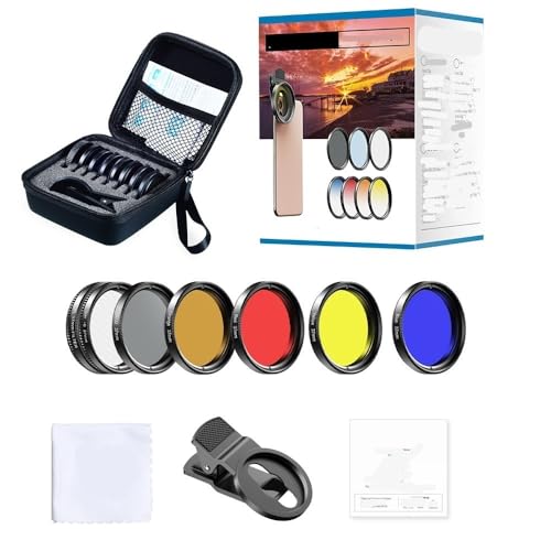 Image of 7-in-1 mobile phone lens kit 0.45x wide + 37mm UV full blue and red filter + CPL ND32 + starry sky filter