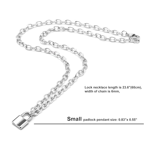 Barb Wire Choker Necklace Lock Pendant Necklace for Men Women Stainless Steel Layered Gothic Thorns Punk Chunky Chain Necklaces4