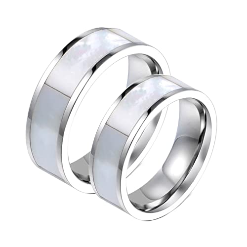 Bagues d'anniversaire personnalisées pour elle et lui, alliance nacre et argent