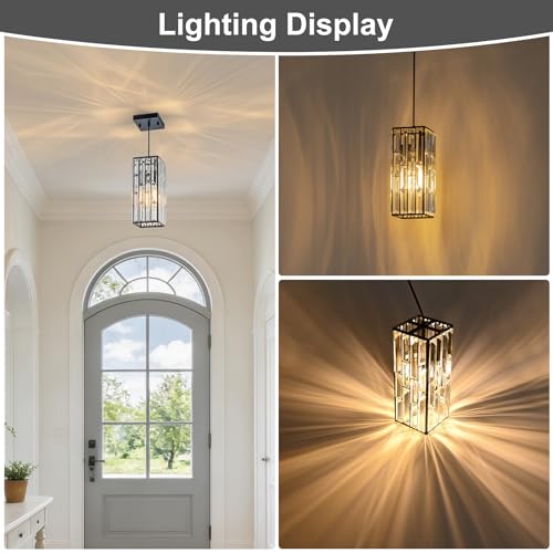 LOZOHOM 5" Black Crystal Pendant Lights Kitchen Island, 6 lb Sturdy Modern Bathroom Pendant Light Fixtures,Adjustable Hanging Island Lighting for Bedroom Dining Room Over Island, 1 Pack — view 5