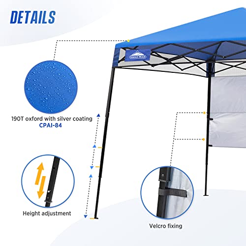 Eagle Peak Day Tripper 8X8 Slant Leg Lightweight Compact Portable Canopy W/Backpack Easy One Person Set-Up Folding Shelter 6X 6 Top And 8X8 Base (Blue) #TOP2