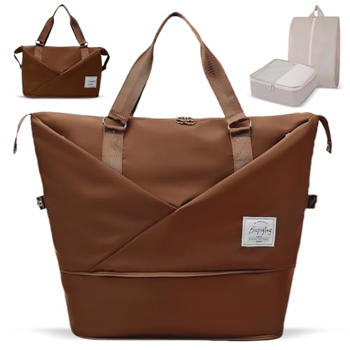 Bolsa Deporte Mujer Bolsa Viaje Hombre Bolso Gimnasio Mujer Grande Gym Bag Mochila Viaje con Compartimento Zapatos y Mojado Impermeable para Deportivas Gimnasio Natación Viaje Entrenamiento (Caqui)