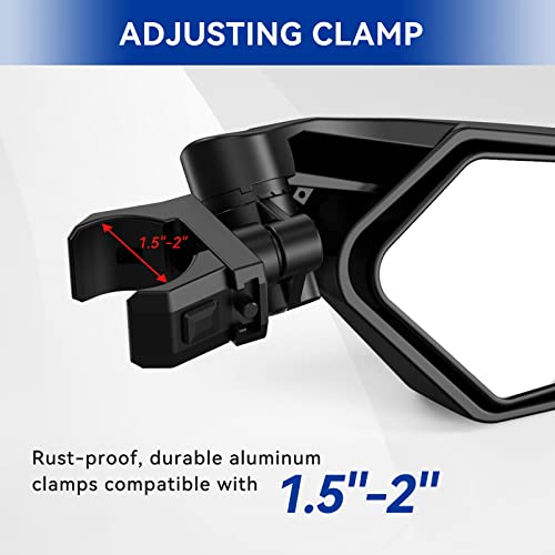 Utv Side Mirrors, Txzsxs Rzr Adjustable Side Mirrors With 1.5”-2” Roll Bar Compatible With Polars Rzr 1000, Can Am Maverick, Kawasaki Mule, Arctic Cat, Wildcat, Pioneer, Rhino, Yamaha Yxz #TOP1