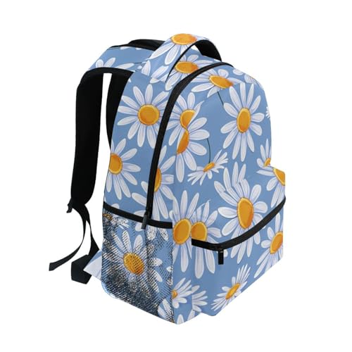 Daisy Blue Floral personalized backpack for kids with name tag chest strap bookbag for college mochilas2