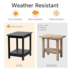 Adirondack outdoor side table patio end table with storage hdps weather resistant for patio pool porch garden black  urban country home decor