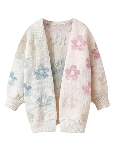 SOLY HUX Toddler Girl's Cute Floral Long Cardigan Open Front Long Sleeve Sweater Outerwear Fall Clothes