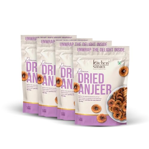 Image of KitchenSmith Premium Anjeer Dry Fruit - Pack of 4 (250gm Each) | Natural Anjeer, Figs & Dried Fig - Rich In Vitamins, Fiber, Calcium & Iron | Ideal For Healthy Snacking, Dieting & Breakfast