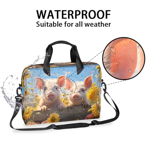 Bolsa para laptop con diseño de cerdito y girasol miniatura 3
