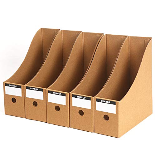 Béetparent Contents Magazine File Holder, Desk File Organizer, Sturdy Cardboard Magazine Holders, Book Bins, Desk File Holder Organizers and Storage, Folder Holder with Labels(5 Packs, Primary Color)