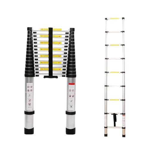 Yivke Telescoping Ladder, 8.5 FT Aluminum Lightweight Extension Ladder with 2 Triangle Stabilizers, 330lbs Max Capacity, Multi-Purpose Collapsible Ladder for Home Use and Outdoor Working
