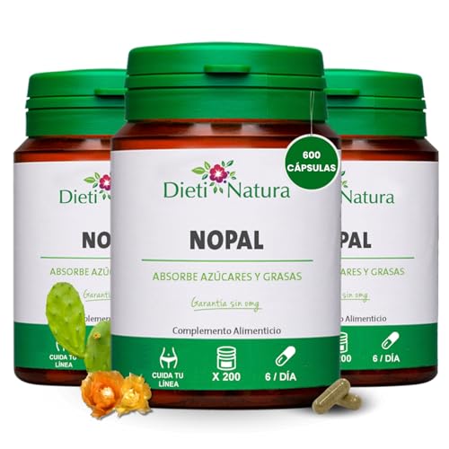 Dieti Natura Pack 3x200 Cápsulas de Nopal - Nopal para Bienestar Digestivo y Control del Apetito...