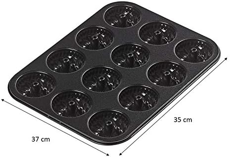 Tala Performance Eclipse Premium Non-Stick 12 Mini Decorative Bun Tin, Professional gauge Carbon Steel Cake Tin, Creates mini Fluted Cakes, 35 x 27 cm, Perfect for parties, canapes, mini desserts