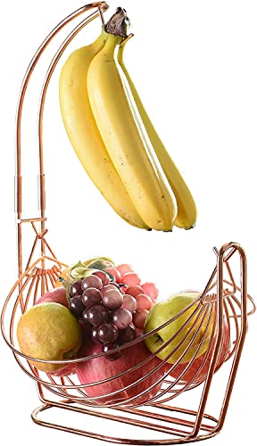 W Home Jiallo Rose Gold Fruit basket with Banana Hanger (Banana_G)