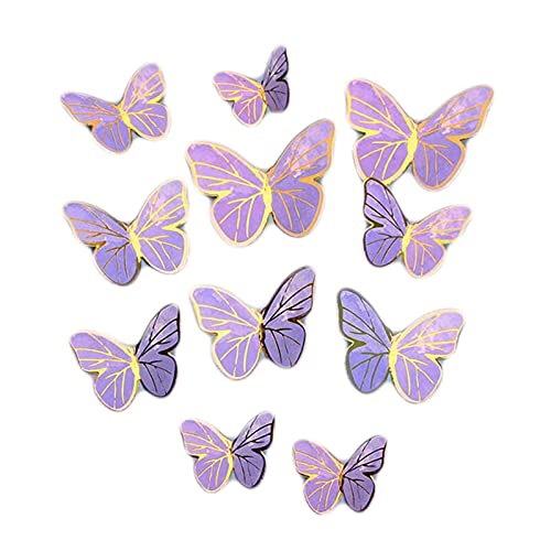 Georld 44Pcs Gold Pink Purple Lively 3D Butterfly Cupcake Topper Birthday Wedding Party Cake Wall Butterflies Food Decorations Color Mixed Size #TOP1